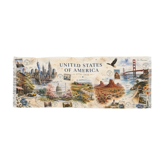 United States of America 250th Anniversary Scarf | Commemorative Travel Edition | AUBRIEA
