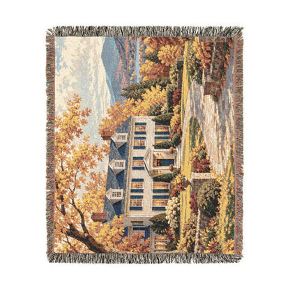 Autumn at Home Woven Throw — Colonial Landscape | 100% Cotton