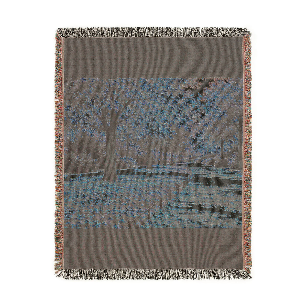 An October Walk Woven Throw — Autumn Park Landscape | 100% Cotton