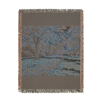 An October Walk Woven Throw — Autumn Park Landscape | 100% Cotton