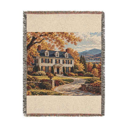 Autumn at Home Woven Throw — Colonial Landscape | 100% Cotton
