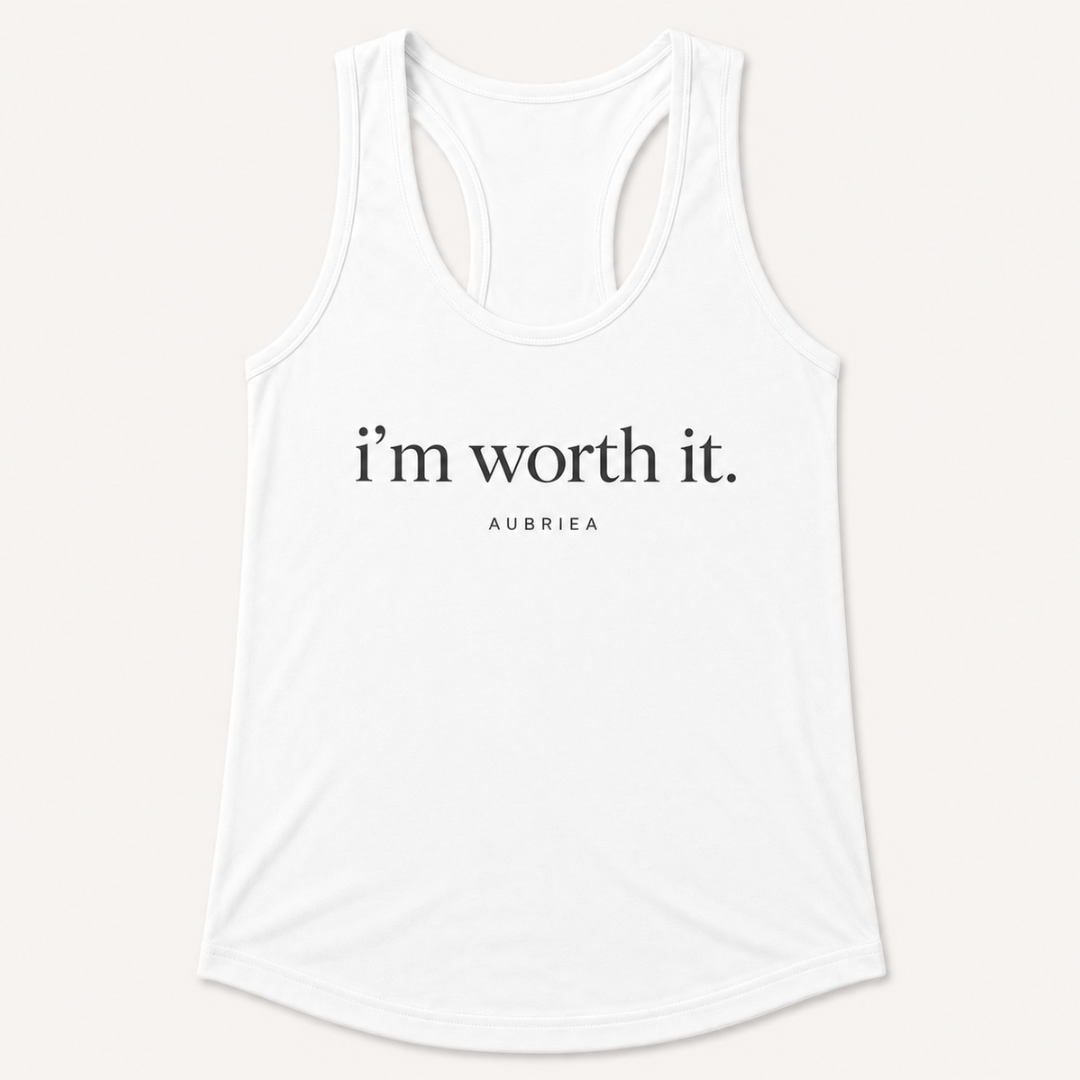 i'm worth it. Racerback Tank Top