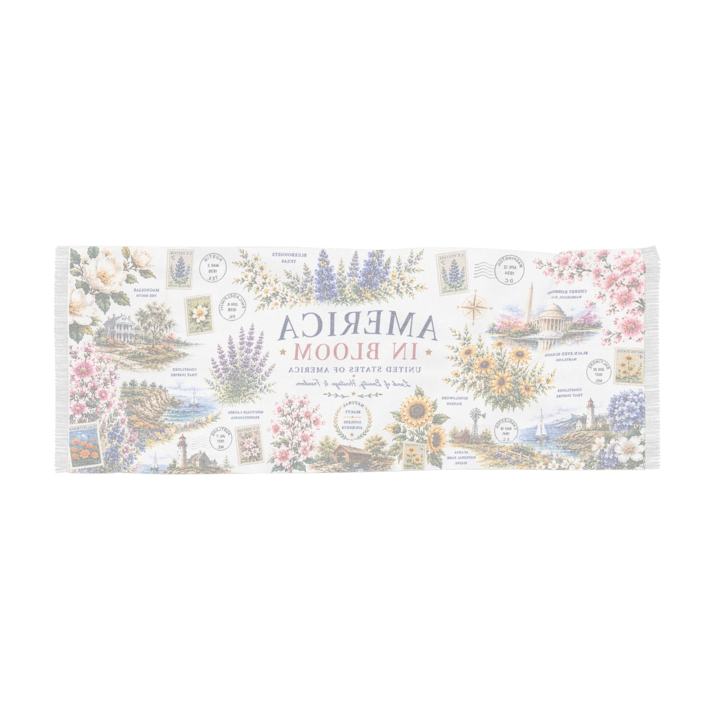 America in Bloom Scarf | United States Floral Heritage Edition | AUBRIEA