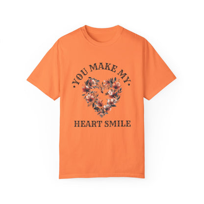 YOU MAKE MY HEART SMILE UNISEX GARMENT-DYED T-SHIRT