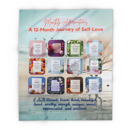 MONTHLY AFFIRMATION BLANKET: A 12-MONTH JOURNEY OF SELF-LOVE FLEECE BLANKET