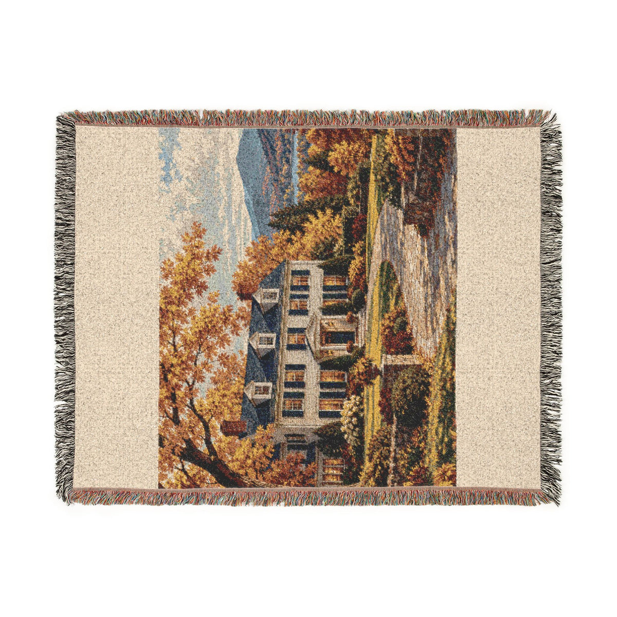Autumn at Home Woven Throw — Colonial Landscape | 100% Cotton