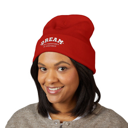 Dream The Impossible Is Possible Embroidered Cuffed Beanie