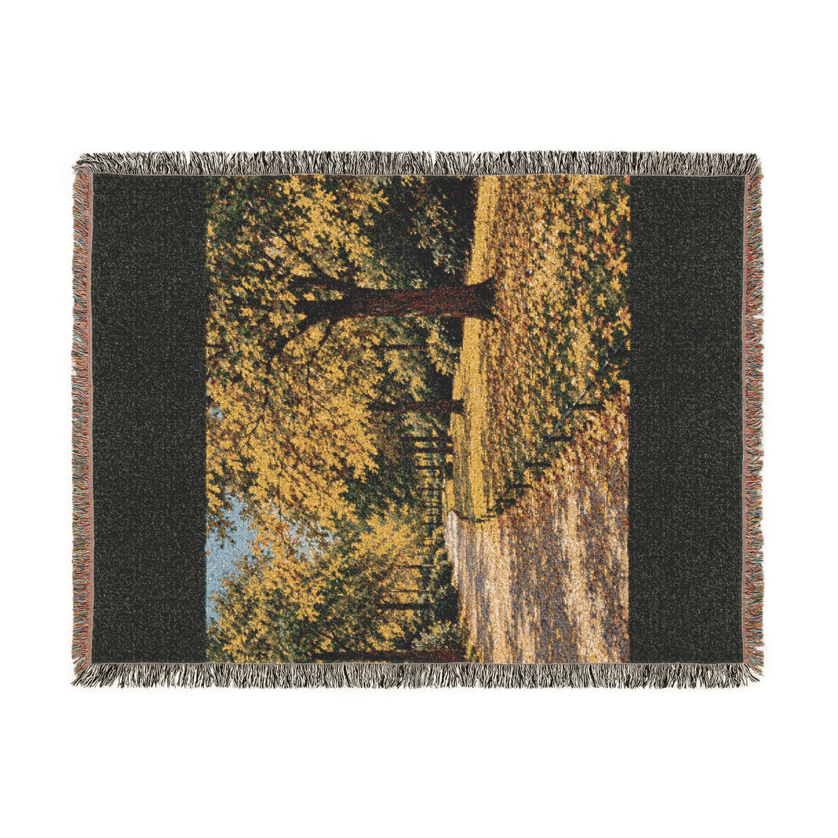An October Walk Woven Throw — Autumn Park Landscape | 100% Cotton