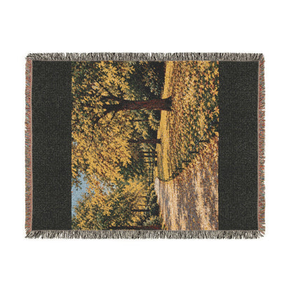 An October Walk Woven Throw — Autumn Park Landscape | 100% Cotton