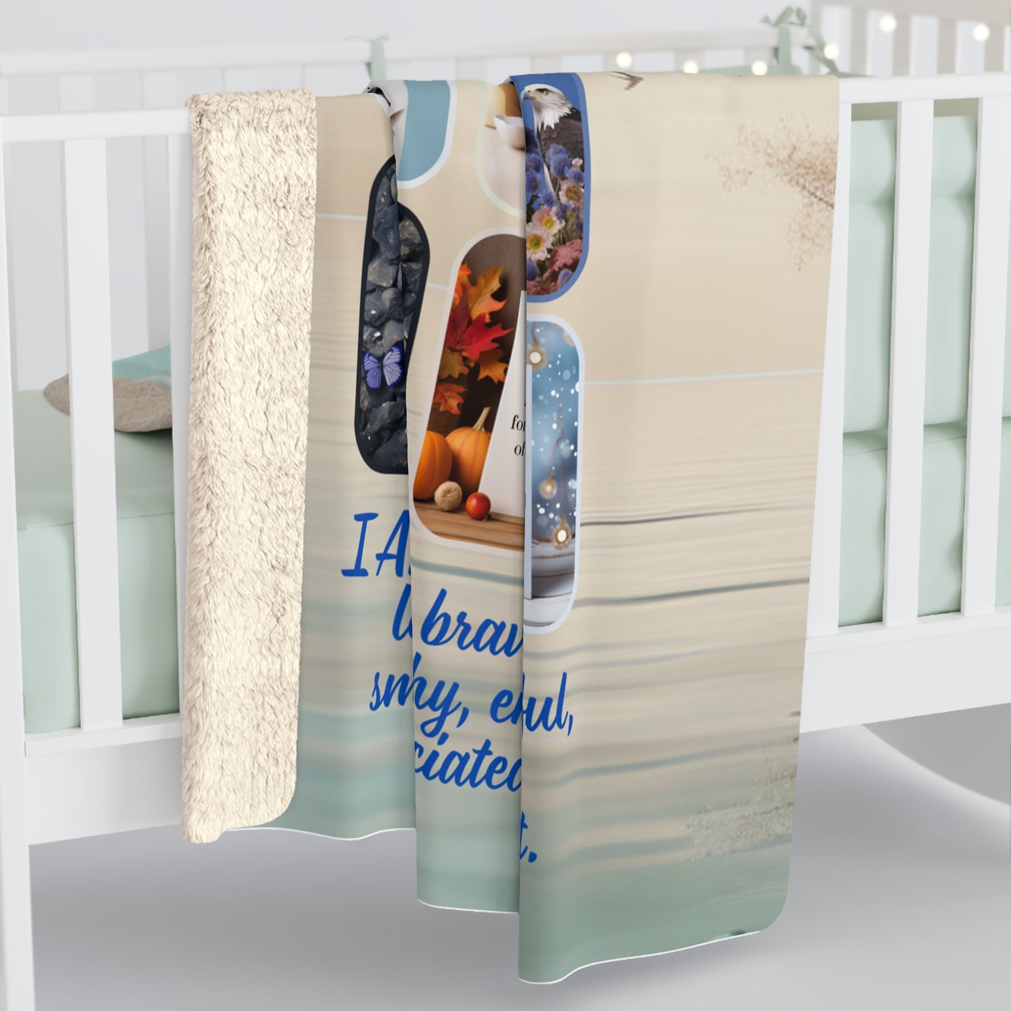 Monthly Affirmation Sherpa Fleece Blanket — Cozy Inspirational Throw for Daily Empowerment