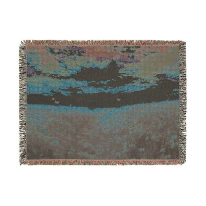 Serene Landscape at Dawn Woven Throw — Wildflower Tapestry | 100% Cotton