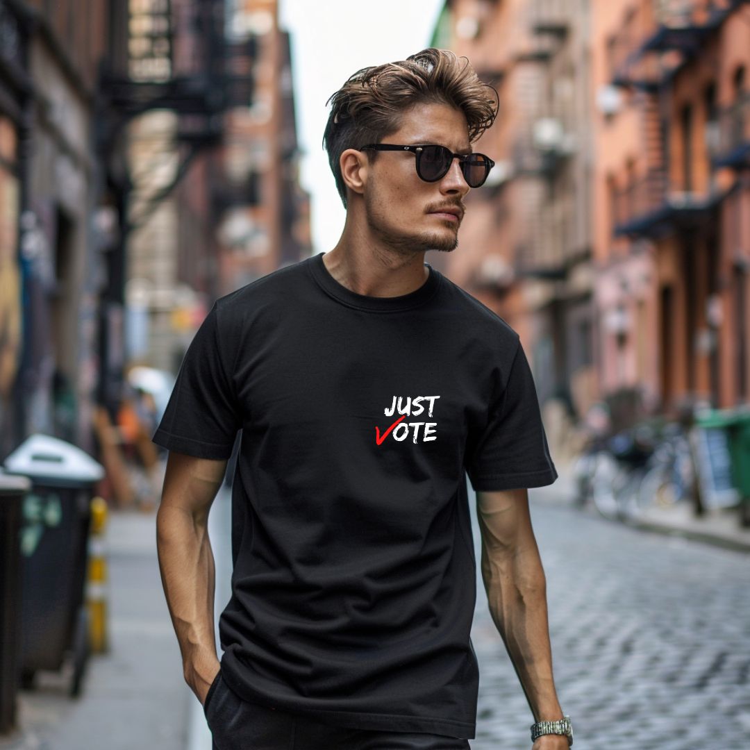 JUST VOTE UNISEX TEE (POCKET)