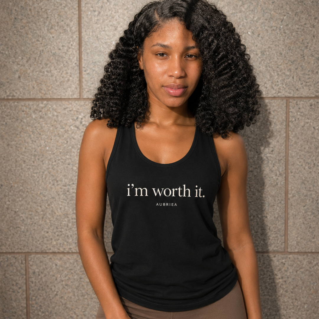 i'm worth it. Racerback Tank Top
