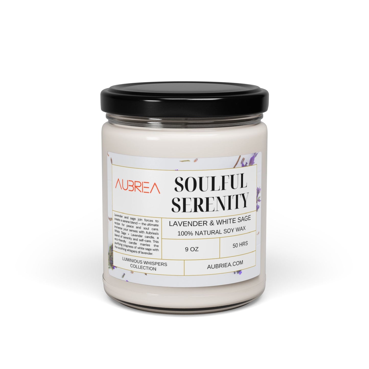 Soulful Serenity White Sage & Lavendar Scented Soy Candle, 9oz