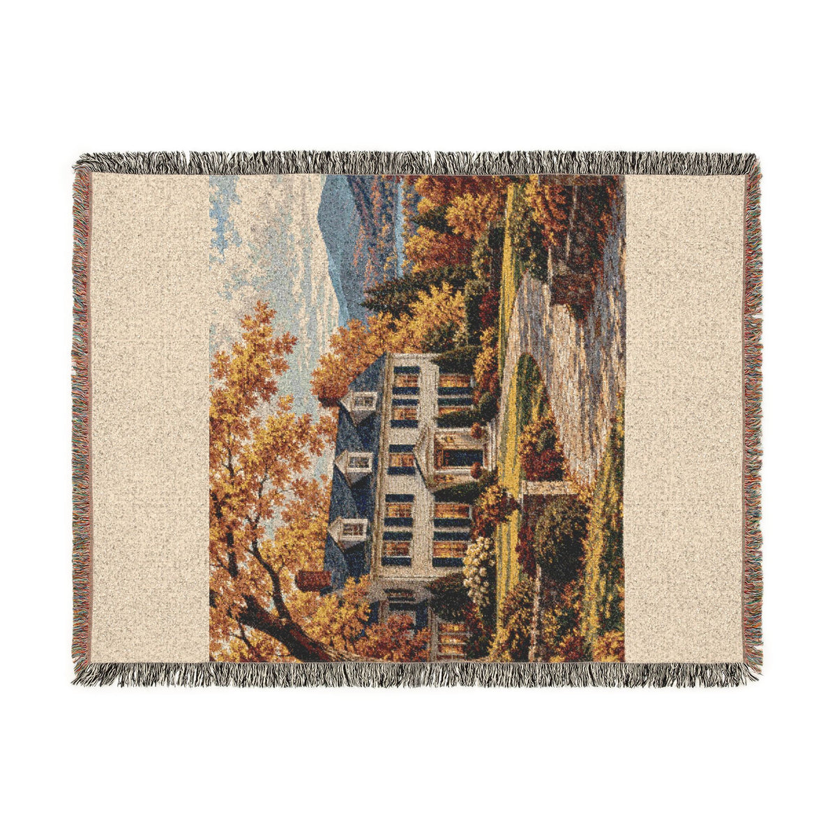 Autumn at Home Woven Throw — Colonial Landscape | 100% Cotton