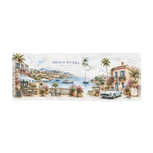 French Riviera Light Scarf — Côte d'Azur Watercolour | AUBRIEA