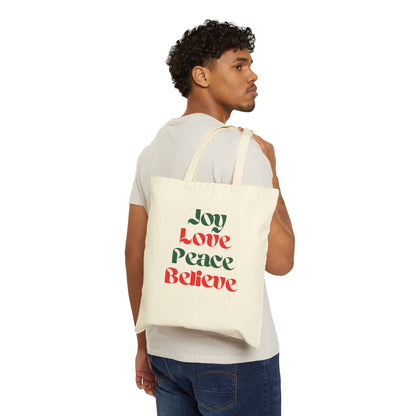 JOY, LOVE, PEACE, BELIEVE - CHRISTMAS TOTE BAG