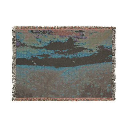 Serene Landscape at Dawn Woven Throw — Wildflower Tapestry | 100% Cotton