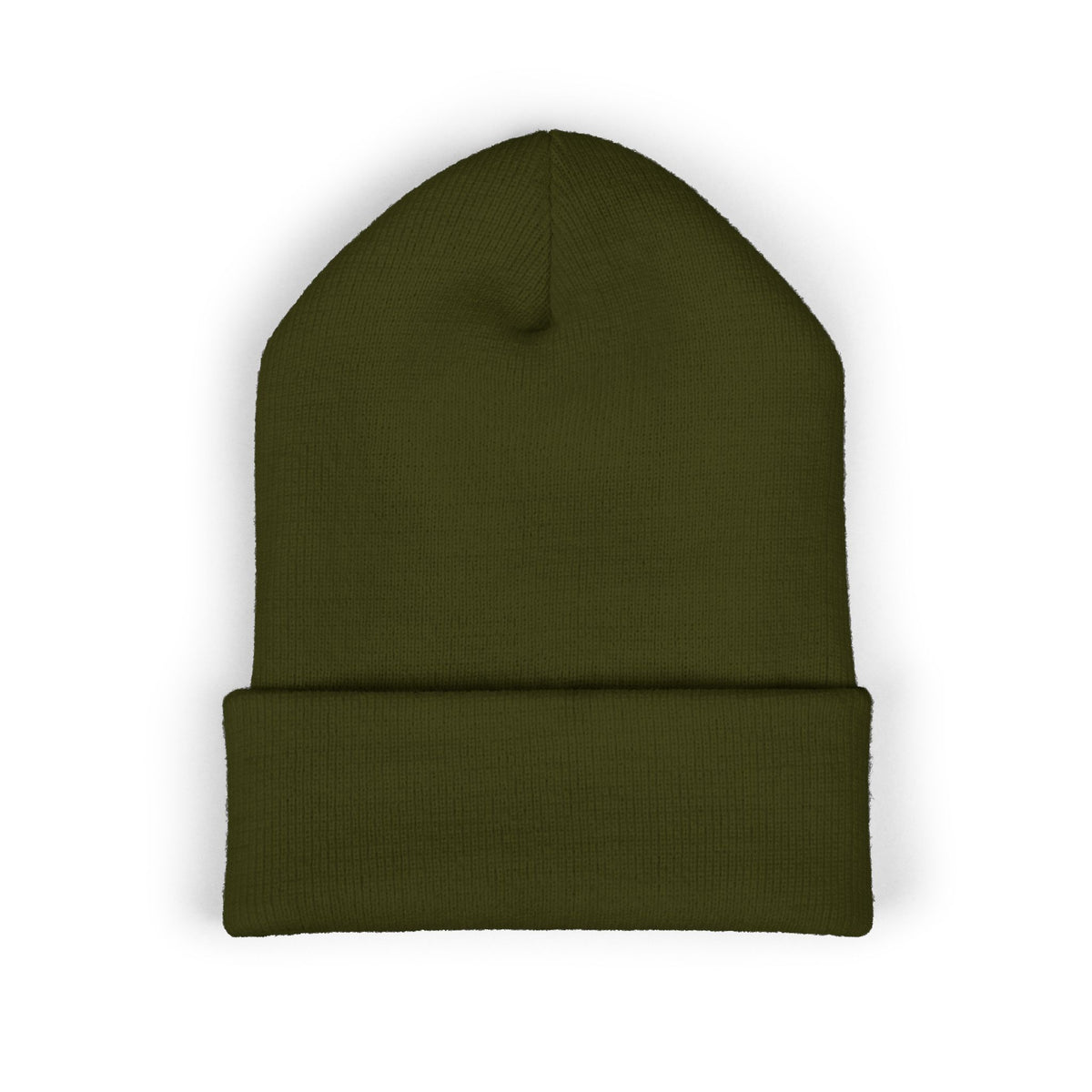 Embroidered cuffed beanie, Olive, back view