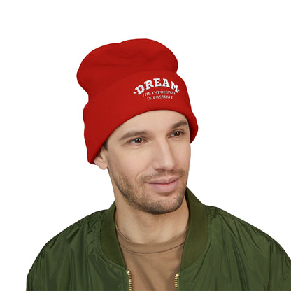 Dream The Impossible Is Possible Embroidered Cuffed Beanie