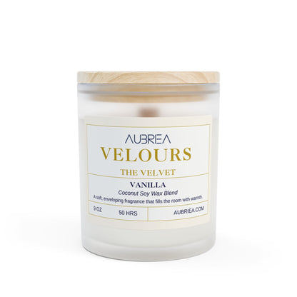 VELOURS (The Velvet) Vanilla Frosted Glass Candle, 11oz