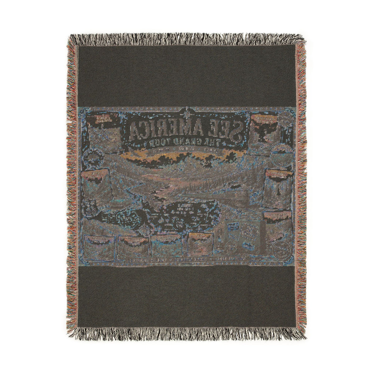 See America: The Grand Tour Woven Throw Blanket — Vintage Travel Map Design