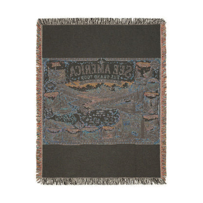 See America: The Grand Tour Woven Throw Blanket — Vintage Travel Map Design