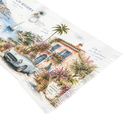 French Riviera Light Scarf — Côte d'Azur Watercolour | AUBRIEA