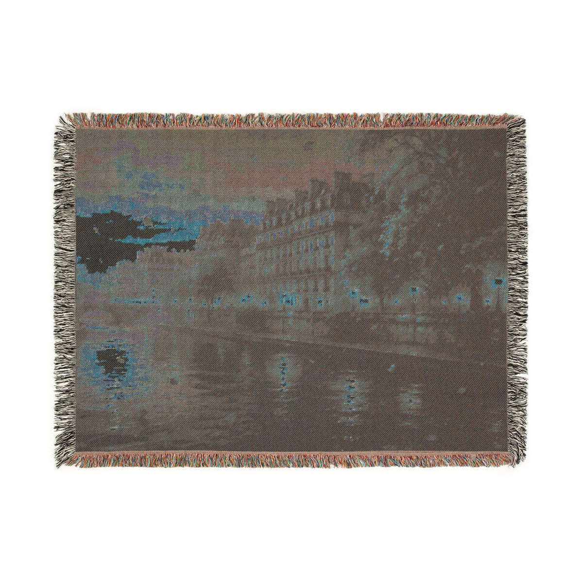 Seine at Dusk Woven Throw — Paris Autumn River Landscape | 100% Cotton