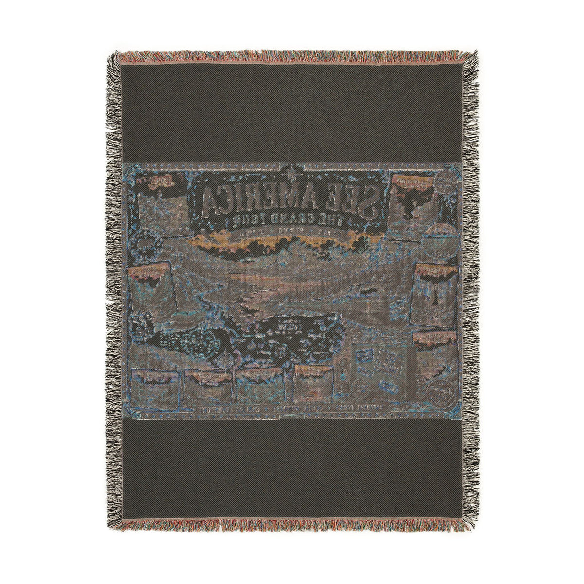 See America: The Grand Tour Woven Throw Blanket — Vintage Travel Map Design