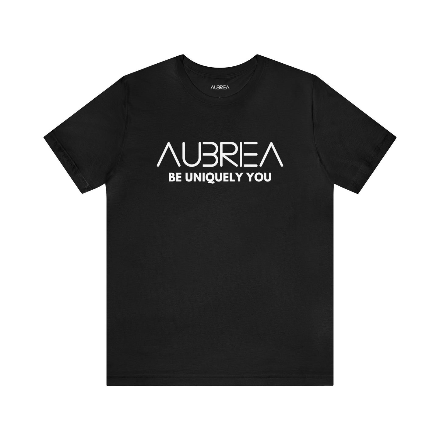 AUBRIEA WHITE-BLACK LOGO CREWNECK UNISEX SHORT SLEEVE TEE