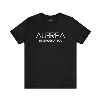 AUBRIEA WHITE-BLACK LOGO CREWNECK UNISEX SHORT SLEEVE TEE