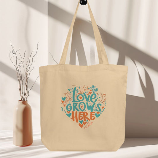 LOVE GROWS HERE ECO TOTE BAG