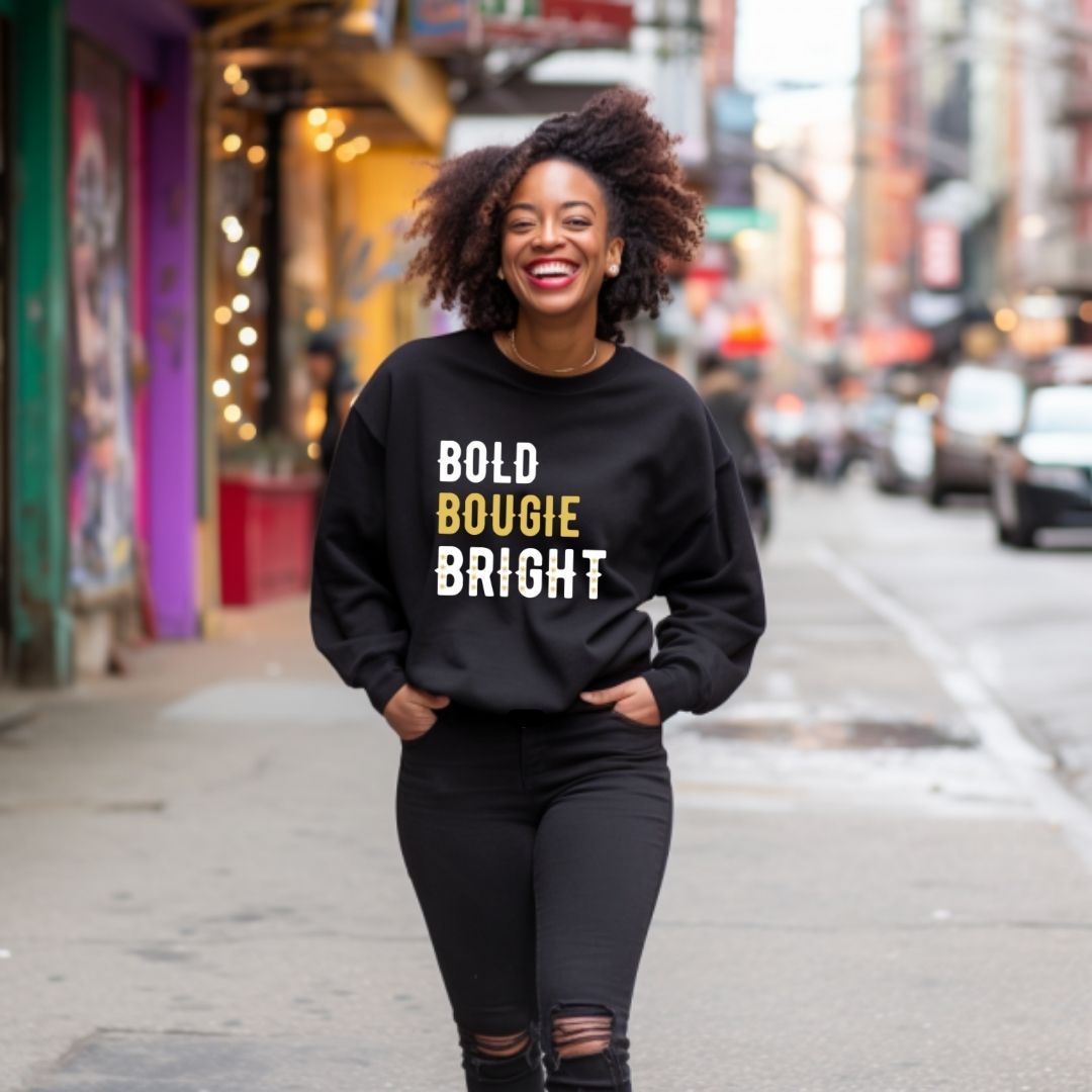 BOLD BOUGIE & BRIGHT UNISEX PREMIUM CREWNECK SWEATSHIRT