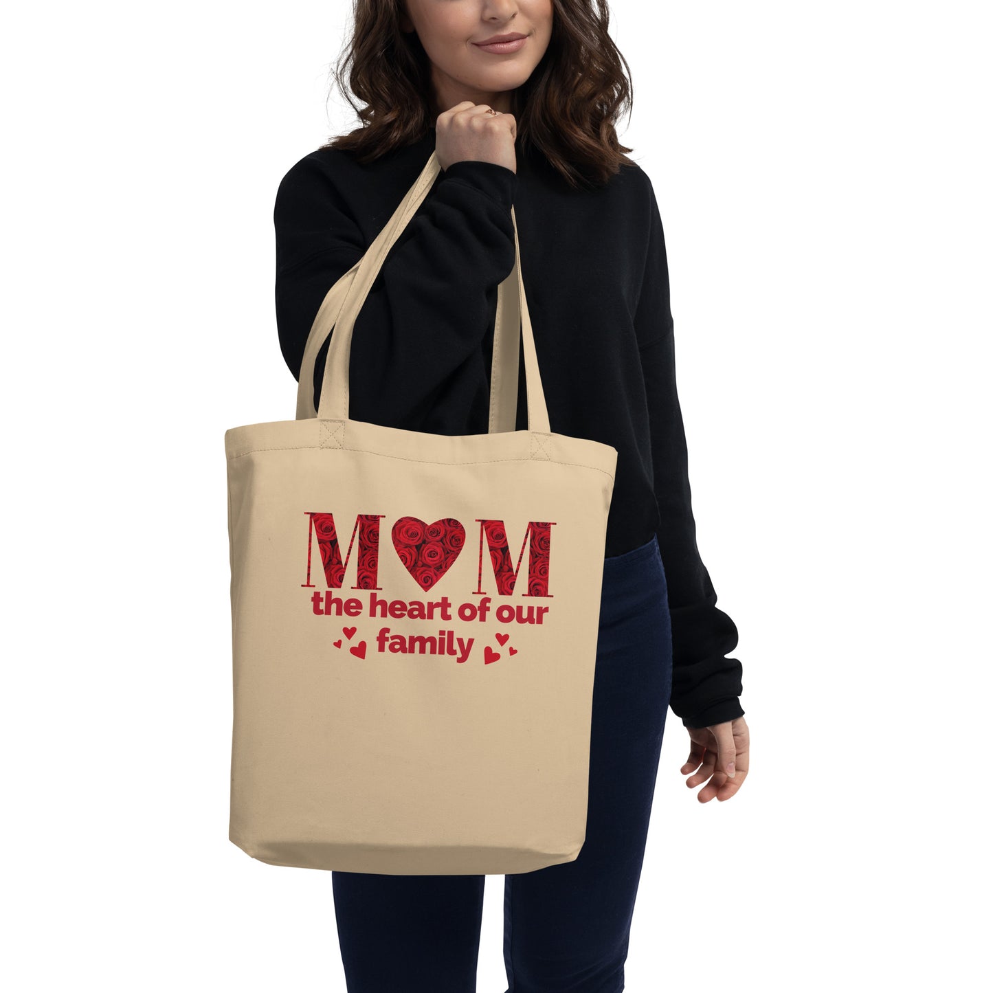 MOM: THE HEART OF OUR FAMILY ORGANIC COTTON TOTE BAG