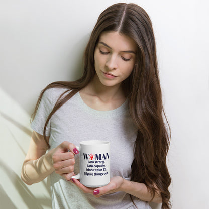 I AM WOMAN WHITE GLOSSY MUG