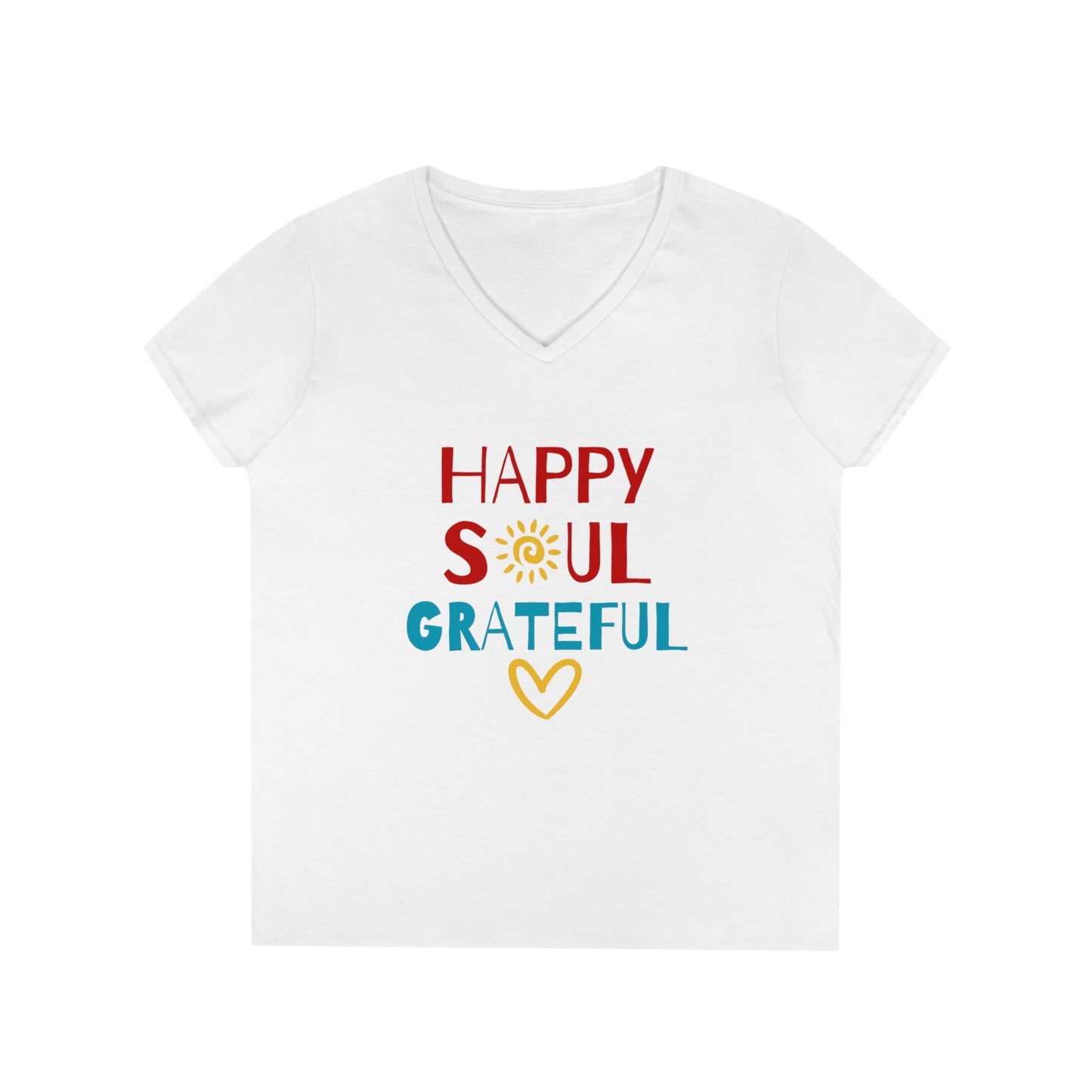 HAPPY SOUL GRATEFUL HEART LADIES' V-NECK T-SHIRT