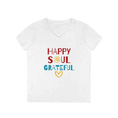 HAPPY SOUL GRATEFUL HEART LADIES' V-NECK T-SHIRT