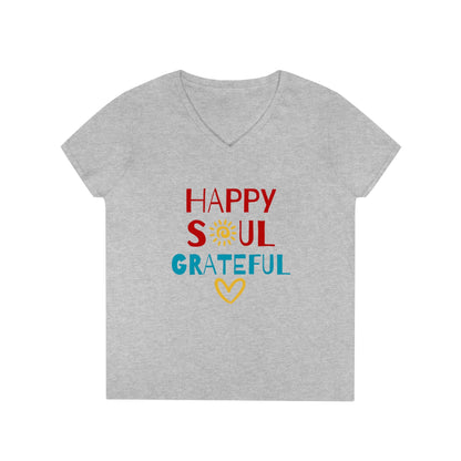 HAPPY SOUL GRATEFUL HEART LADIES' V-NECK T-SHIRT