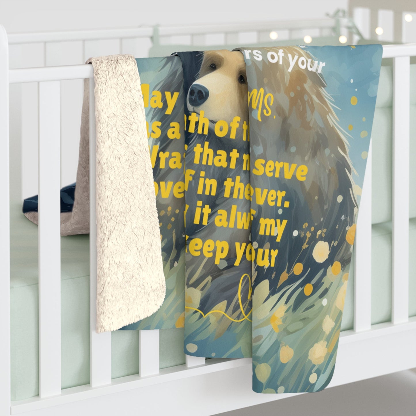 PREMIUM SHERPA FLEECE BLANKET: WHIMSICAL PARENT BEAR & BABY BEAR