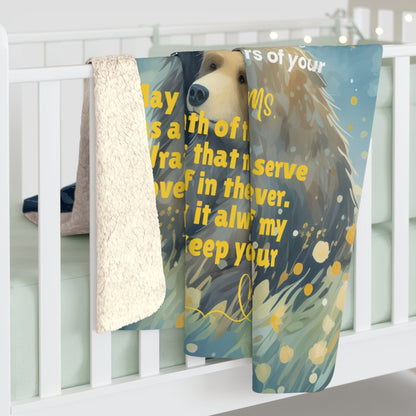 PREMIUM SHERPA FLEECE BLANKET: WHIMSICAL PARENT BEAR & BABY BEAR