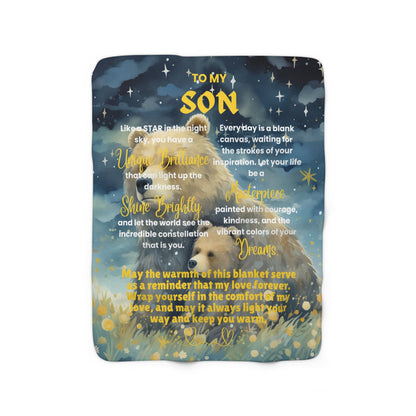 PREMIUM SHERPA FLEECE BLANKET: WHIMSICAL PARENT BEAR & BABY BEAR