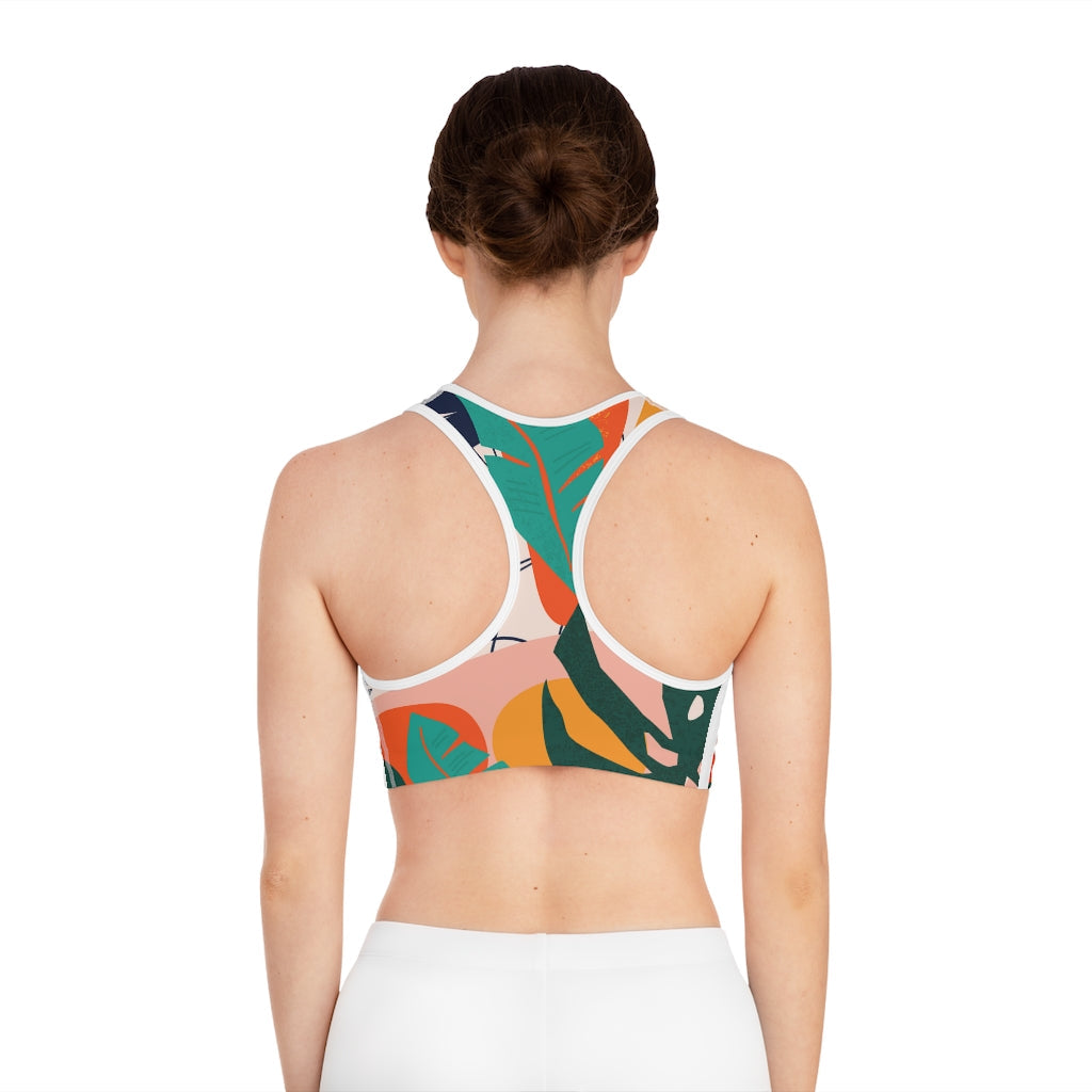 Tropical Plants Pattern Sports Bra (AOP)